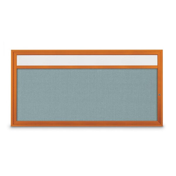 Slim Enclosed Corkboard, 36"x36", Bronze Alum Frame/Cobalt